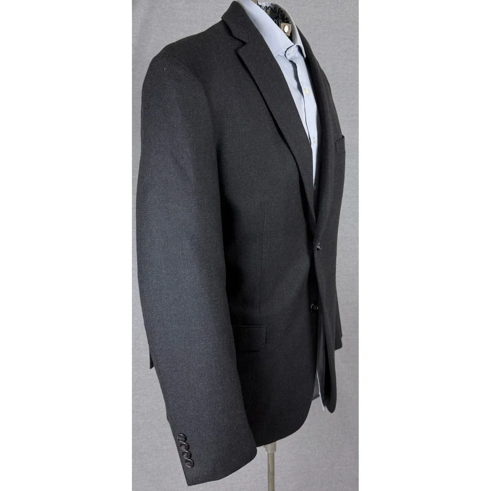 Ralph Lauren Mens 44L Blazer Charcoal‎ Grey 100% Wool Unstructured Jacket
